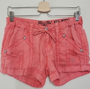 Miss Me Shorts Linen Coral Lightweight Size Small